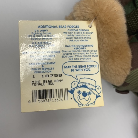 COLLECTIBLE 10'' Mini US Army Female Teddy Bear in Camo Uniform Item No. 1-1875B - Picture 4 of 11